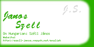 janos szell business card